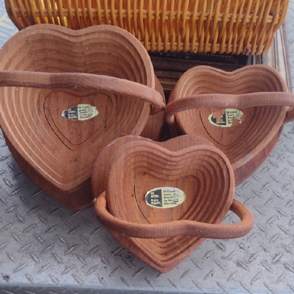 Solid Hardwood Folding Basket Set(3)